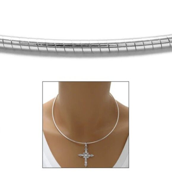 STERLING SILVER ROUND OMEGA CHAIN NECKLACE 2MM. AVAILABLE IN 3 LENGTHS. - Picture 1 of 2